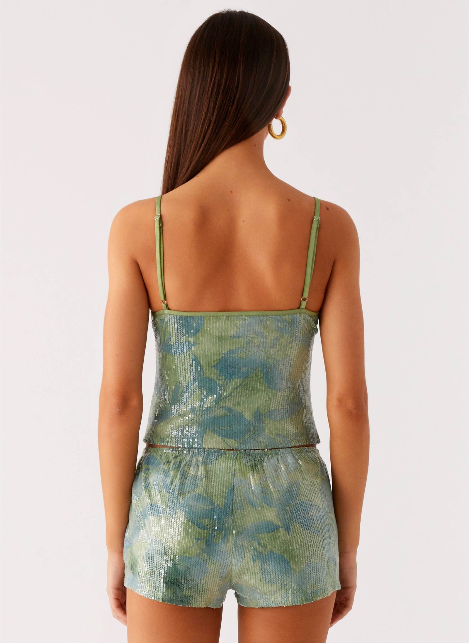 Ajean Sequin Mini Shorts - Lime Blood - Image 8
