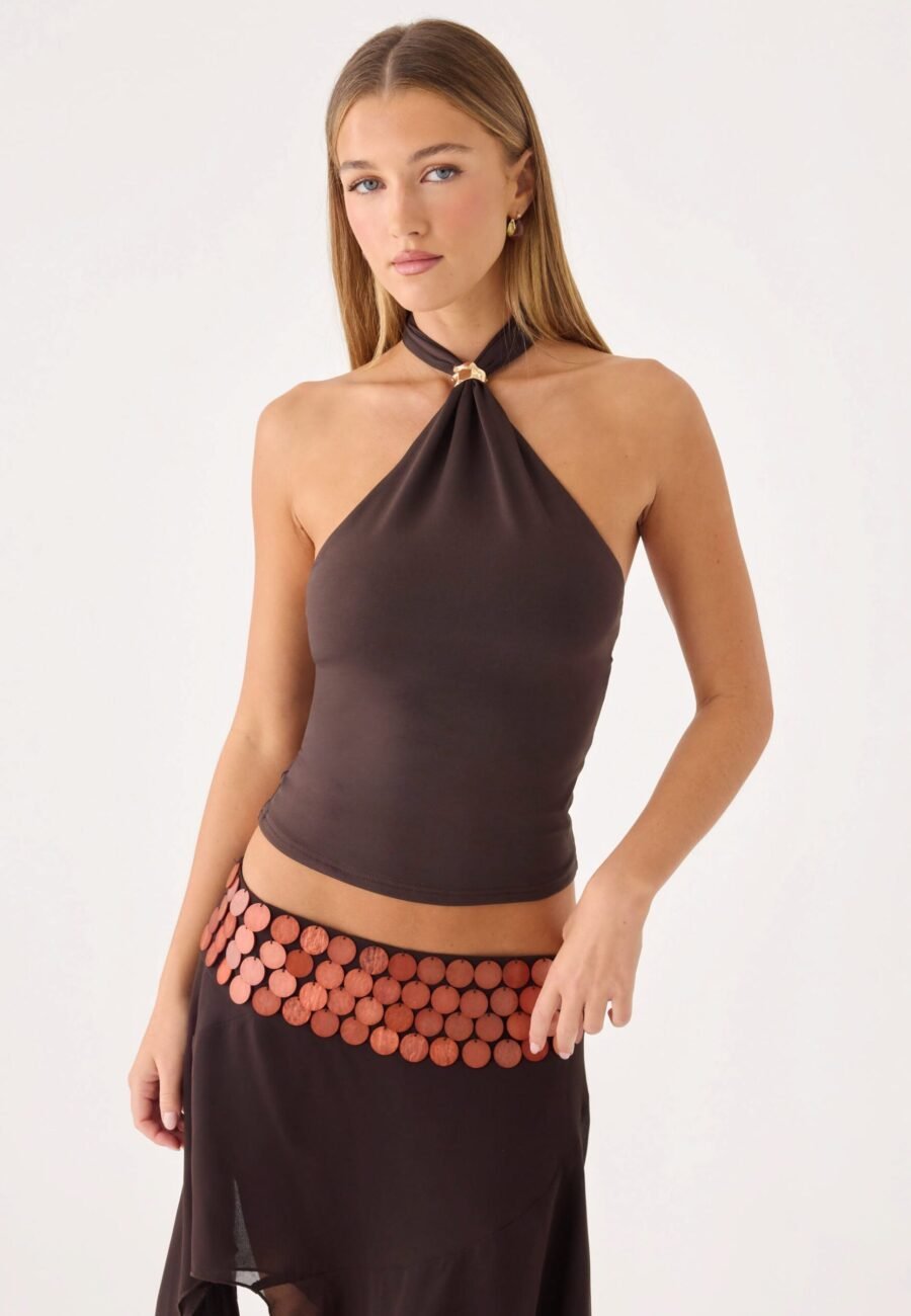 Amelina Halter Top - Chocolate