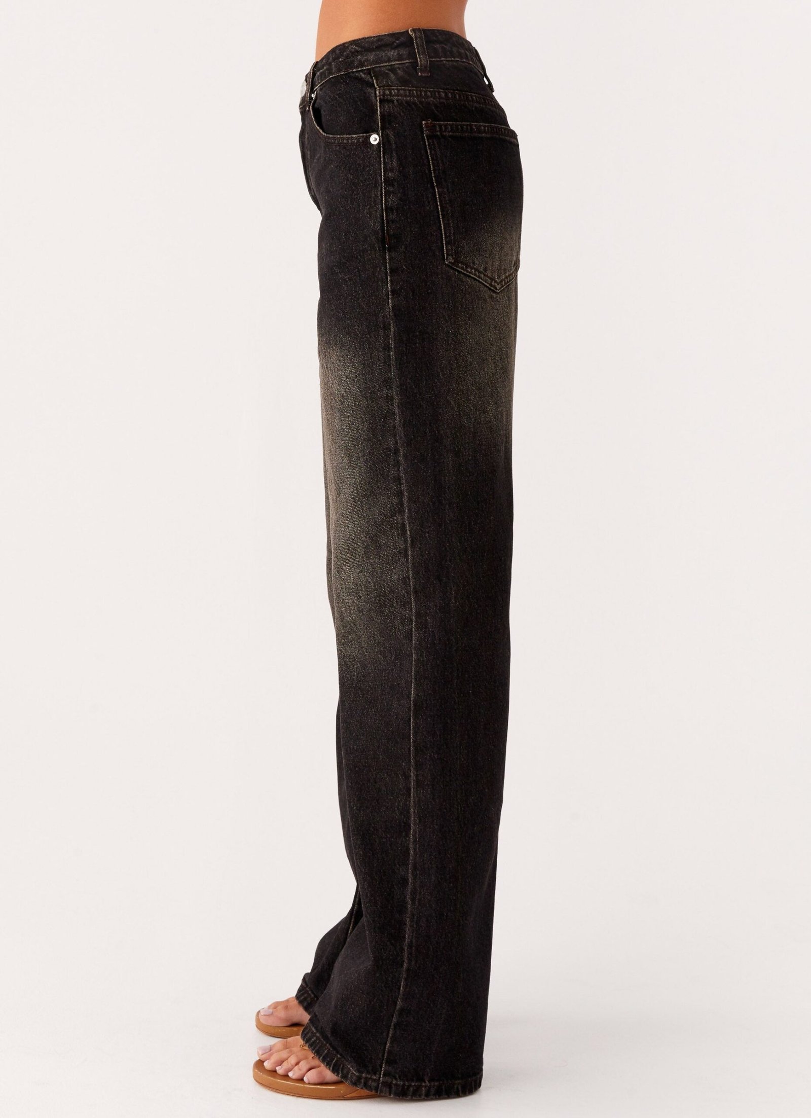Back Again Straight Leg Denim Jeans - Acid Charcoal - Image 3