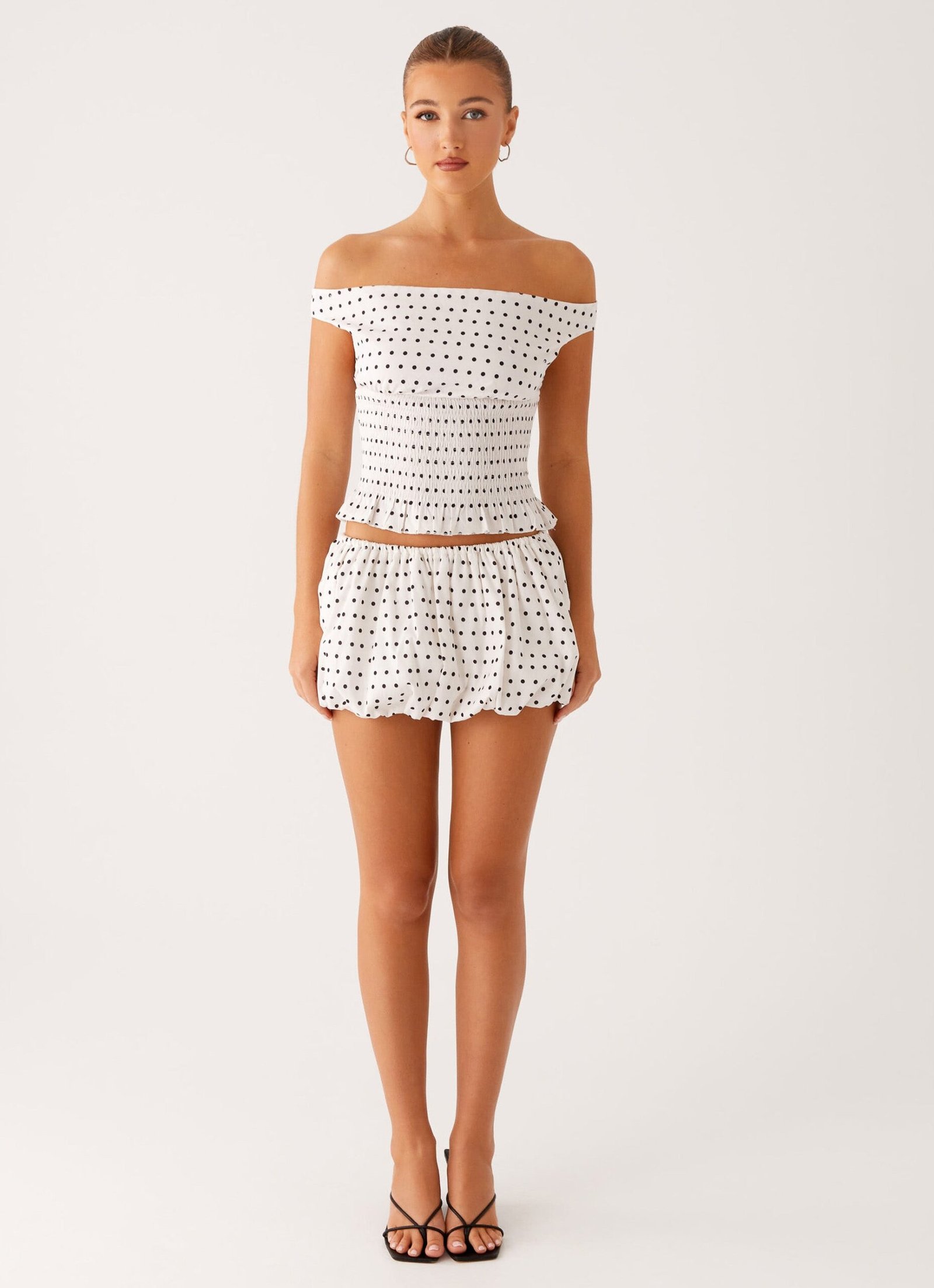 Heather Mini Skort - White Black Polka Dot - Image 2
