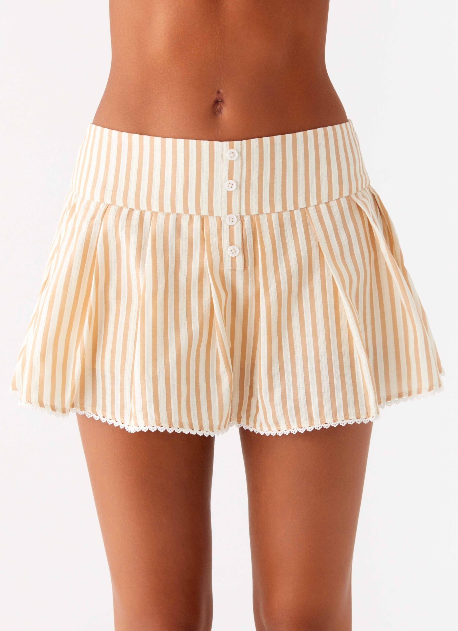 Oliviana Pleated Mini Skort - Taupe Stripe - Image 5