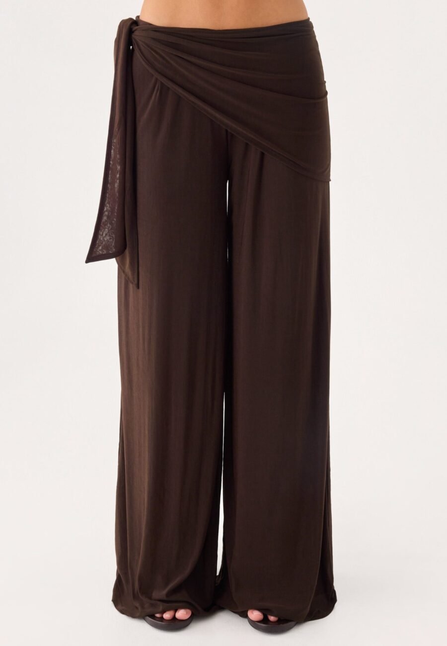 Riyan Waist Scarf Pant - Chocolate
