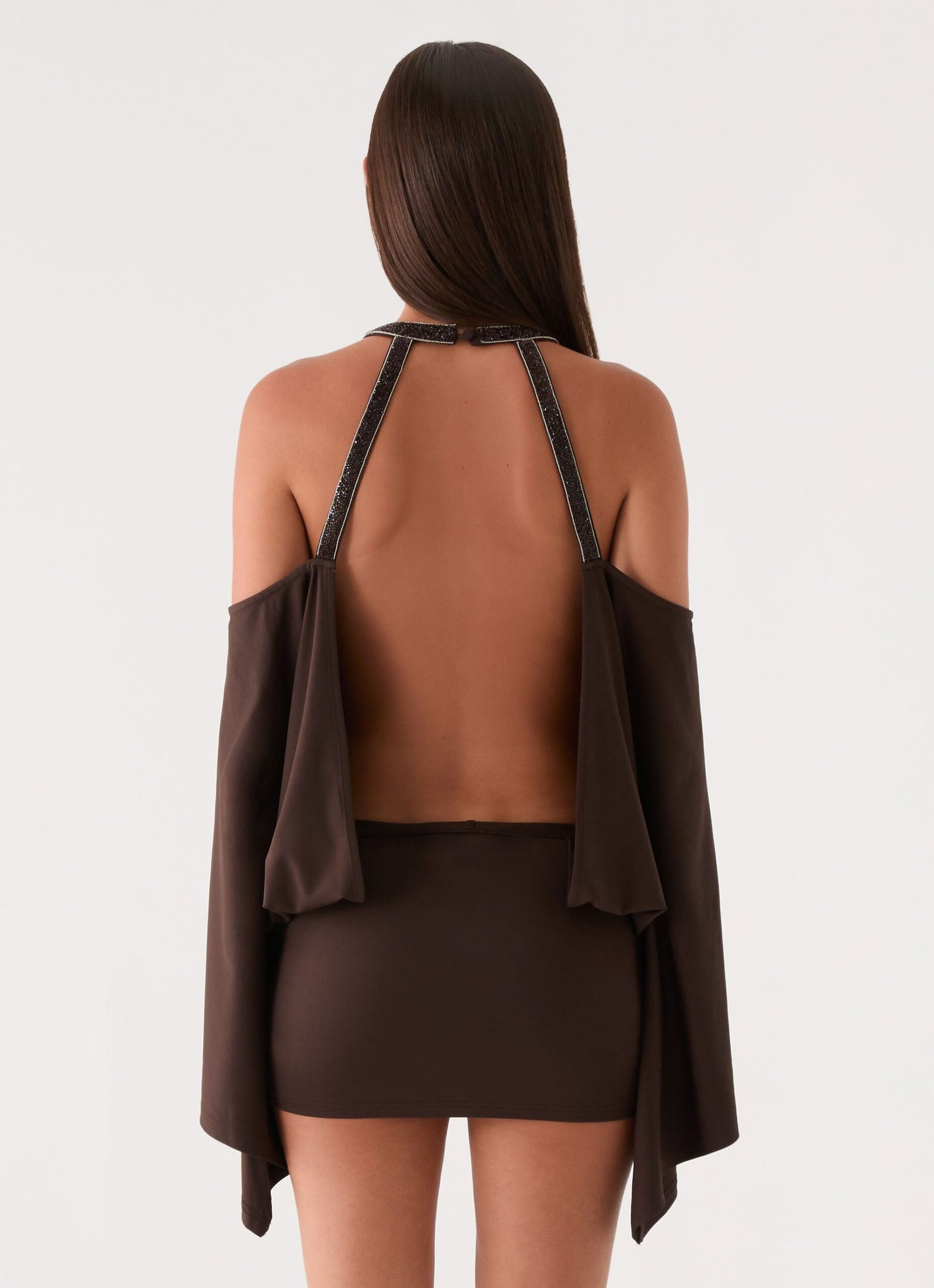 Sanah Long Sleeve Mini Dress - Chocolate - Image 5