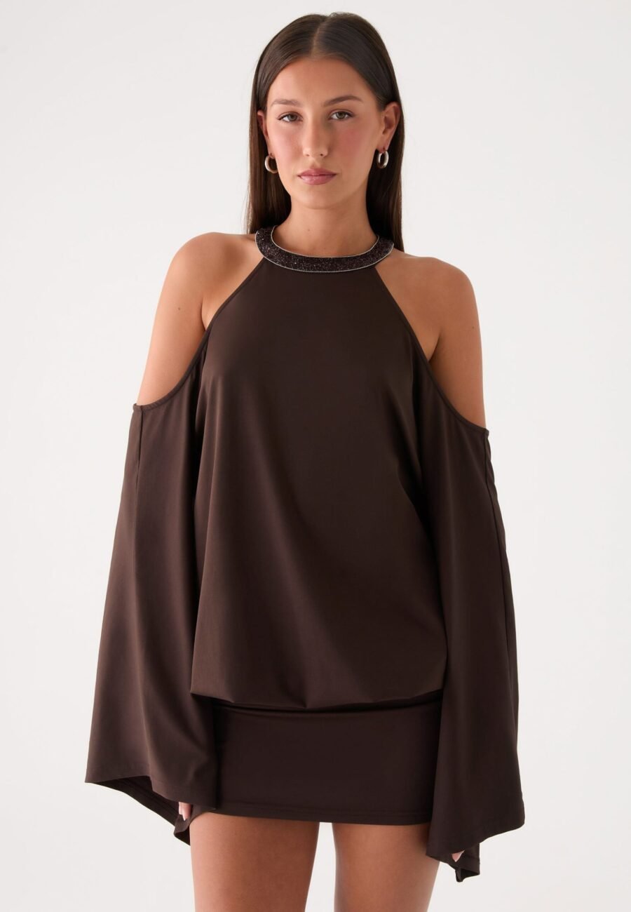 Sanah Long Sleeve Mini Dress - Chocolate
